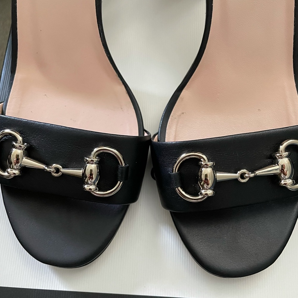 Gucci Black Horsebit Heel Sandals Authentic - Picture 4 of 14